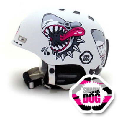 [그래피커] 0014-Shark dog-helmet-01 헬멧 스티커