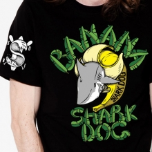 [돌돌] SHARK DOG-T-102 샤크독 서프 하와이 여름 서핑 불독 강아지 캐릭터 그래픽 디자인 티셔츠