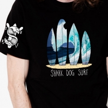[돌돌스페샬] SHARK DOG-T-101 샤크독 서프 하와이 여름 서핑 불독 강아지 캐릭터 그래픽 디자인 티셔츠