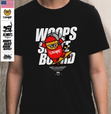 [돌돌] WOOPS_tshirts-105 스케이트보드 타는 고양이 웁스 그래픽 캐릭터 디자인 티셔츠 반팔티