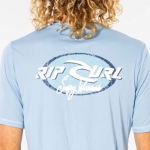 Rip Curl WLY2FM Fader Surflite Short Sleeve Tee - Blue Gum (립컬 페이더 서프라이트 자외선 차단 남성용 반팔 래쉬가드 래쉬셔츠)